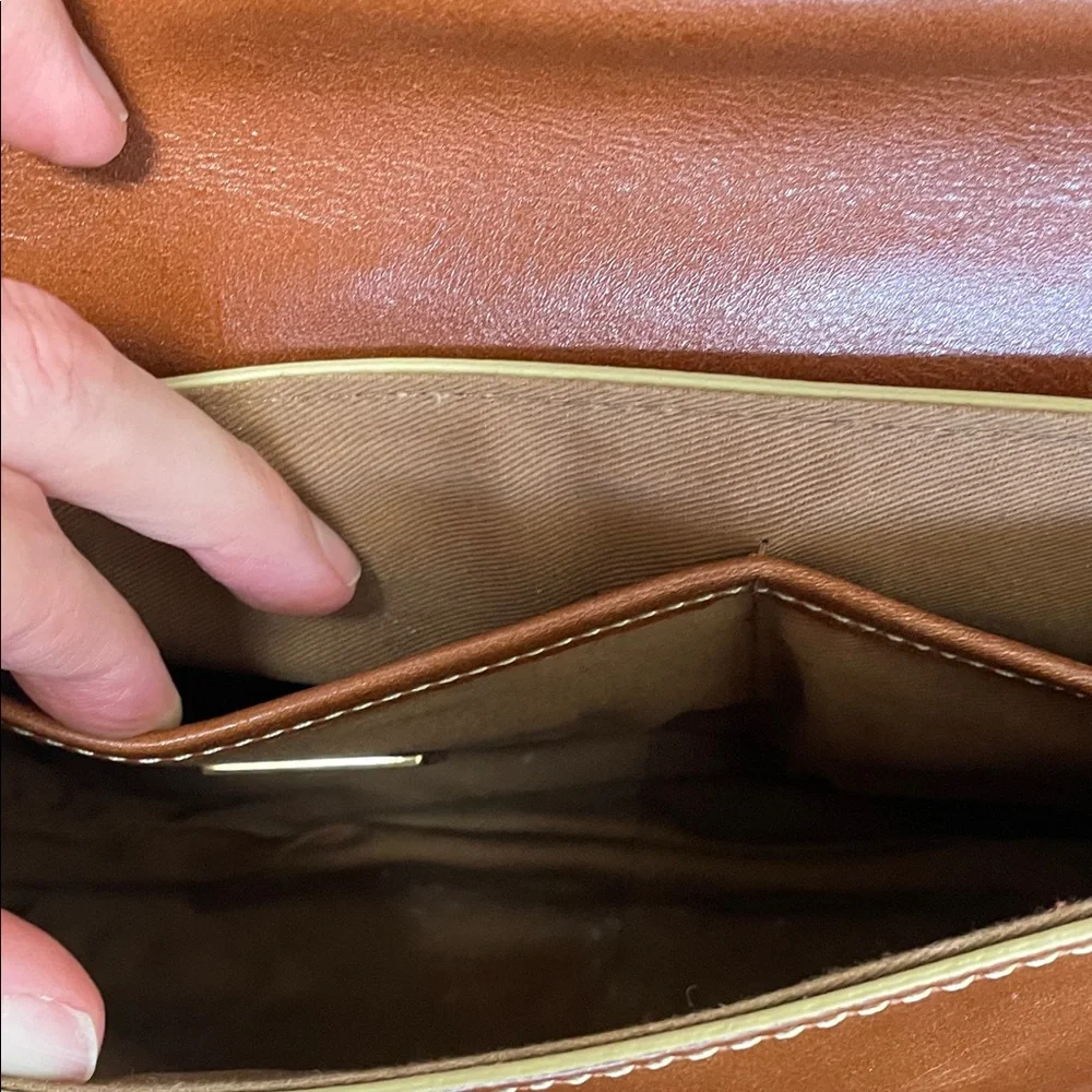 Maxx New York Leather cognac brown Gold chain  Studded Shoulder Bag